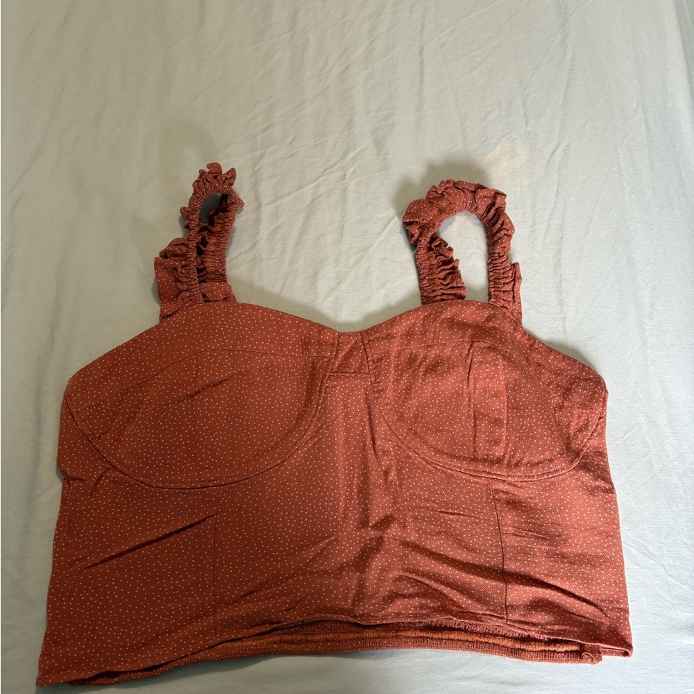 American Eagle Cropped Tank Ruffle Top